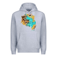 Heather Grey glitter leopard turquoise patch Premium Hoodie - AdoDesignShop