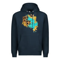 Navy glitter leopard turquoise patch Premium Hoodie - AdoDesignShop