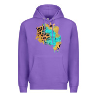 Purple glitter leopard turquoise patch Premium Hoodie - AdoDesignShop
