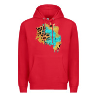 Red glitter leopard turquoise patch Premium Hoodie - AdoDesignShop