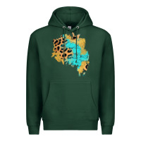 Sports Green glitter leopard turquoise patch Premium Hoodie - AdoDesignShop