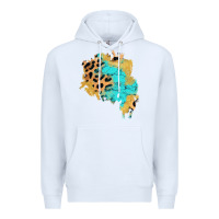 White glitter leopard turquoise patch Premium Hoodie - AdoDesignShop