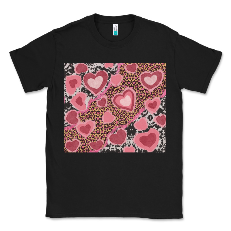 Valentines Day Hearts With Leopard And Cowhide Classic Tee by RanaPortraitStore | Teevron