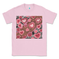 Bubblegum Pink valentines day hearts with leopard and cowhide Classic Tee - RanaPortraitStore