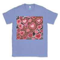 Colony Blue valentines day hearts with leopard and cowhide Classic Tee - RanaPortraitStore