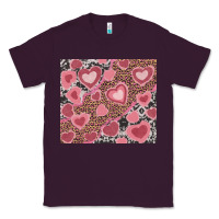 Plum valentines day hearts with leopard and cowhide Classic Tee - RanaPortraitStore