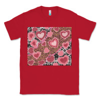 Red valentines day hearts with leopard and cowhide Classic Tee - RanaPortraitStore