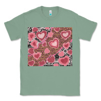 Sage valentines day hearts with leopard and cowhide Classic Tee - RanaPortraitStore