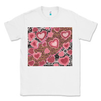 White valentines day hearts with leopard and cowhide Classic Tee - RanaPortraitStore