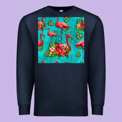 Flamingo Seamless Pattern Premium Sweatshirt Designed By Hra Design Shop