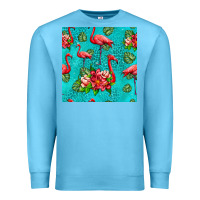 Ocean Blue flamingo seamless pattern Premium Sweatshirt - HRA Design Shop