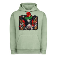 Pigment Oil Green christmas black and white baby cow Urban Hoodie - BarkalooDesign