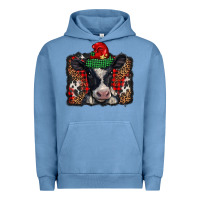 Pigment Pebble Blue christmas black and white baby cow Urban Hoodie - BarkalooDesign