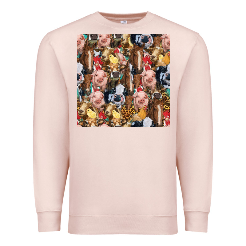 Western Farm Animals Seamless Pattern Premium Sweatshirt by HRA Design Shop | Teevron