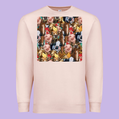 Western Farm Animals Seamless Pattern Premium Sweatshirt Designed By Hra Design Shop