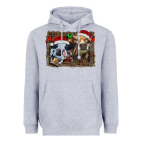 Christmas Heifers With Leopard And Cowhide Background Heavyweight Hoodie | Teevron