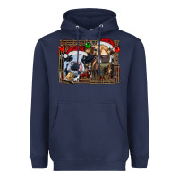 Navy christmas heifers with leopard and cowhide background Heavyweight Hoodie - RanaPortraitStore
