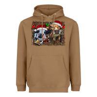 Toasted Coconut christmas heifers with leopard and cowhide background Heavyweight Hoodie - RanaPortraitStore