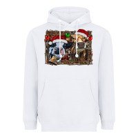 White christmas heifers with leopard and cowhide background Heavyweight Hoodie - RanaPortraitStore