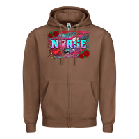 Chestnut valentines day nurse with leopard and turquoise ba Zipper Hoodie - RanaPortraitStore