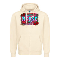 Sandshell valentines day nurse with leopard and turquoise ba Zipper Hoodie - RanaPortraitStore