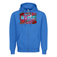 True Royal valentines day nurse with leopard and turquoise ba Zipper Hoodie - RanaPortraitStore