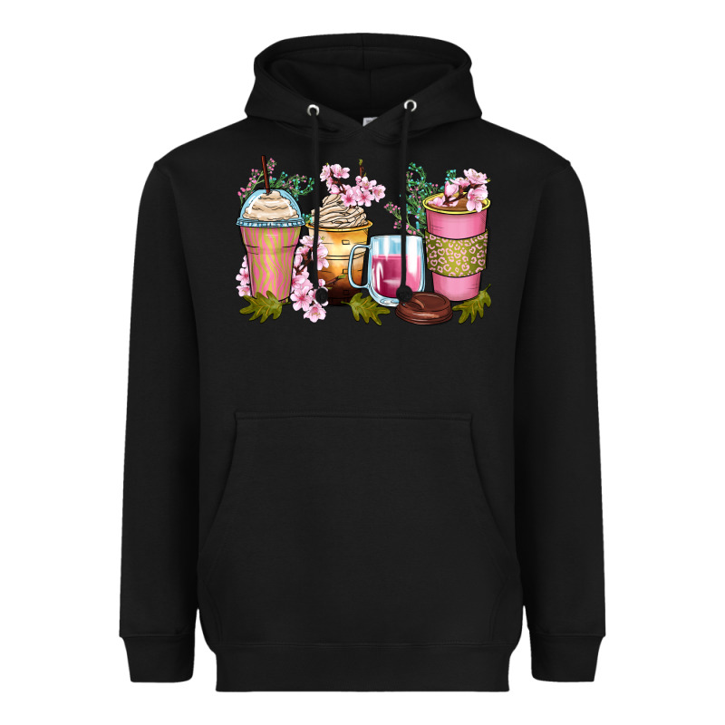 Flowers Coffee Cups Heavyweight Hoodie by Zillion Design Studio | Teevron