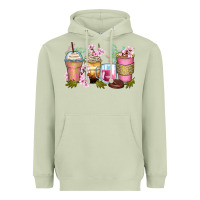 Matcha flowers coffee cups Heavyweight Hoodie - Zillion Design Studio