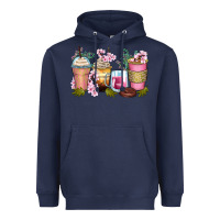 Navy flowers coffee cups Heavyweight Hoodie - Zillion Design Studio
