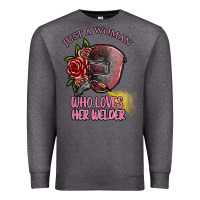 Charcoal Heather just a woman who loves her welder Premium Sweatshirt - SublimationCraftShop