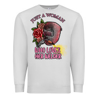 Dove Grey just a woman who loves her welder Premium Sweatshirt - SublimationCraftShop