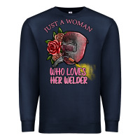 Navy just a woman who loves her welder Premium Sweatshirt - SublimationCraftShop