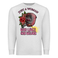 Oatmeal Heather just a woman who loves her welder Premium Sweatshirt - SublimationCraftShop