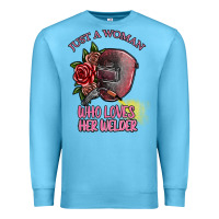 Ocean Blue just a woman who loves her welder Premium Sweatshirt - SublimationCraftShop