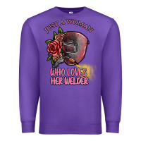 Purple just a woman who loves her welder Premium Sweatshirt - SublimationCraftShop