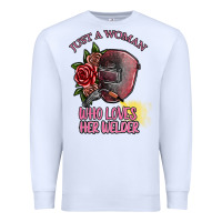 White just a woman who loves her welder Premium Sweatshirt - SublimationCraftShop