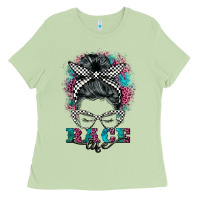 Matcha race life  messy bun Ladies Tee - BarkalooDesign