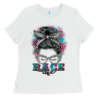 White race life  messy bun Ladies Tee - BarkalooDesign