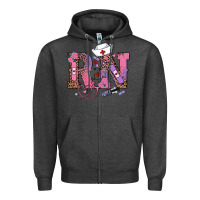 Charcoal Heather valentines day rn registered nurse Zipper Hoodie - RanaPortraitStore