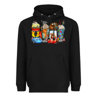 Black cartoon characters coffee cups Heavyweight Hoodie - Zillion Design Studio
