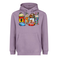 Lavender cartoon characters coffee cups Heavyweight Hoodie - Zillion Design Studio