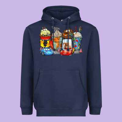 Cartoon Characters Coffee Cups Heavyweight Hoodie Designed By Zillion Design Studio