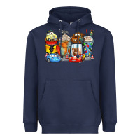 Navy cartoon characters coffee cups Heavyweight Hoodie - Zillion Design Studio