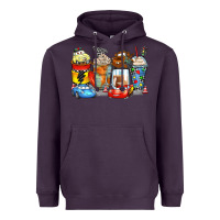Plum cartoon characters coffee cups Heavyweight Hoodie - Zillion Design Studio