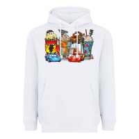 White cartoon characters coffee cups Heavyweight Hoodie - Zillion Design Studio