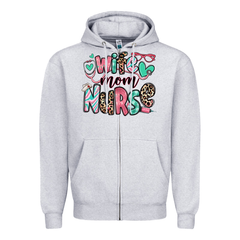 Wife Mom Nurse Zipper Hoodie by RanaPortraitStore | Teevron