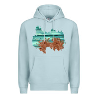 Blue Mist wood leather patch Premium Hoodie - AdoDesignShop