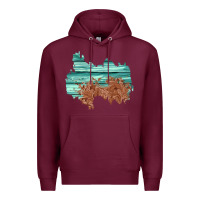 Burgundy wood leather patch Premium Hoodie - AdoDesignShop