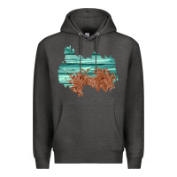 Charcoal Heather wood leather patch Premium Hoodie - AdoDesignShop