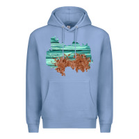 Colony Blue wood leather patch Premium Hoodie - AdoDesignShop